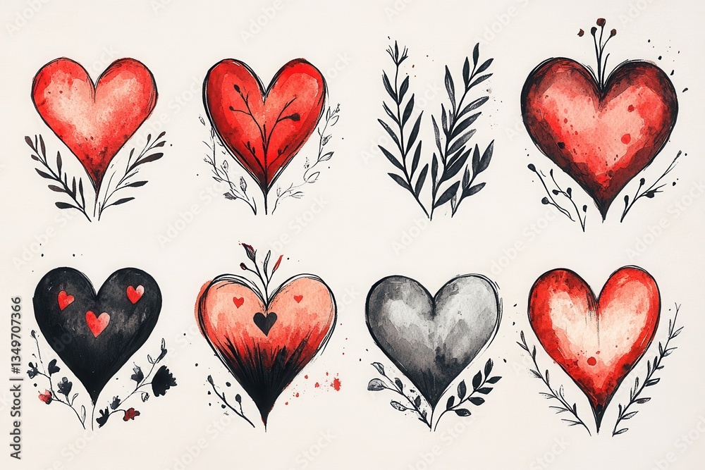 Poster detailed anatomical illustration showcasing various heart shapes and textures, highlighting diversit