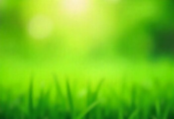 Fototapeta premium Generative AI Green Field Background with Blurred Grass and Light