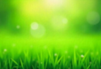 Fototapeta premium Generative AI Green meadow background with bright sun shining through the leaves, creating a fresh and vibrant nature scene