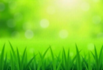 Fototapeta premium Generative AI Nature background with green grass and bokeh lights, creating a serene and fresh atmosphere
