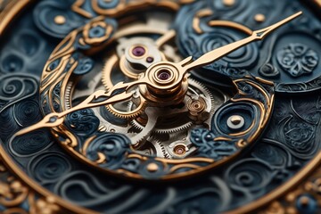 Close-up of hour hand on antique clock, highlighting craftsmanship and passage of time