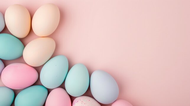 Colorful Pastel Easter Eggs On A Soothing Pink Canvas