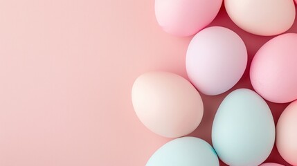 Fototapeta premium Pastel Eggs Arrangement On Soft Pink Background