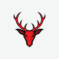 Discover a striking red deer head logo with bold antlers, perfect for branding, sports teams, and wildlife designs. Eye-catching and modern stag emblem for logos, apparel, and digital use.