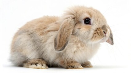 A small orange bunny is sitting on a white step