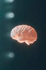 glowing brain-shaped circuit board symbolizing neural networks and ai cognition suspended in deep futuristic background