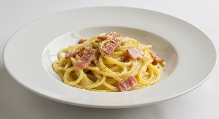 Delicious Spaghetti Carbonara with Bacon Toppings