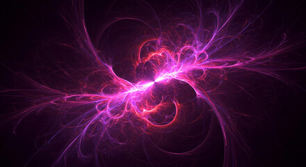 Abstract Pink and Purple Fractal Art Energy Light and Swirling Nebula Design