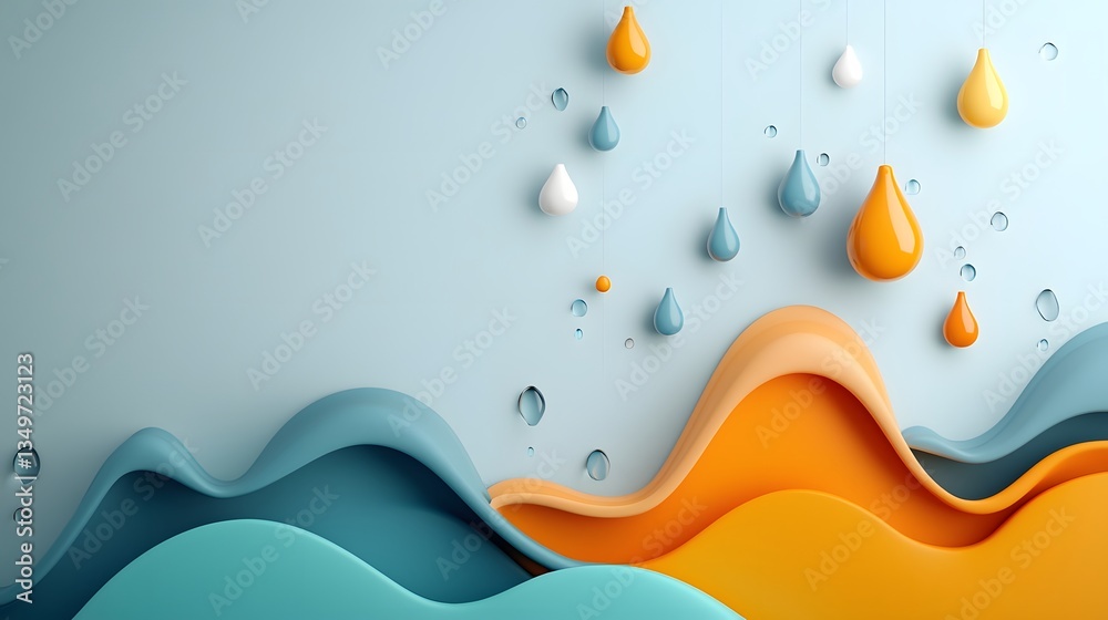 Poster flowing rainfall pattern map with fluid topographic data visualization real time weather analytics a