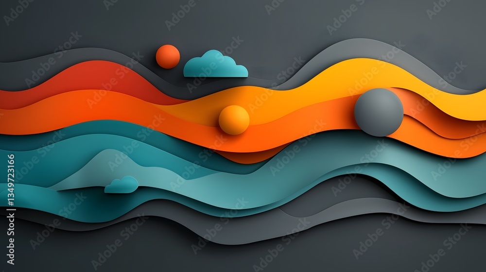Poster flowing rainfall pattern map with vibrant color gradients fluid topographic data visualization and d