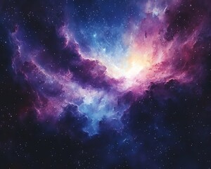 Naklejka premium A breathtaking cosmic watercolor of Earth