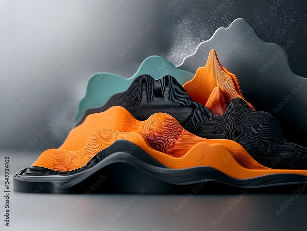 Poster fluid topographic landscape intricate data visualization of atmospheric patterns and weather statist