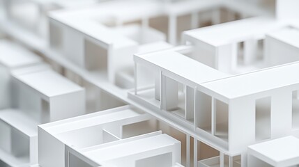 Abstract architectural model of a modern urban housing complex
