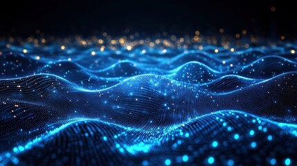 Abstract Blue Wave of Data Points