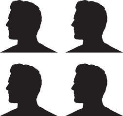 Premium vector man silhouette head. Abstract geomatic  black man look. 