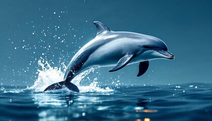 Fototapeta premium Dolphin Leaping Ocean Water Splash Nature Wildlife