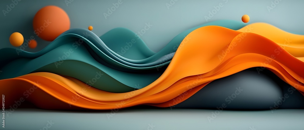 Poster futuristic topographic infographic featuring abstract data driven contours and generative fluid patt