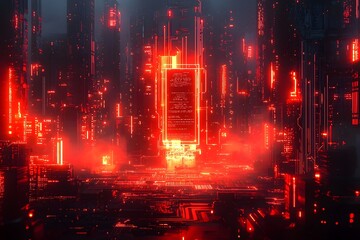 Electrifying Digital Abstract Background of Futuristic Microcircuit Motherboard with Glowing