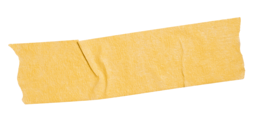 Yellow washi tapes isolated on white. Pieces of decorative tape for scrapbooks. Torn paper a cutout transparent background