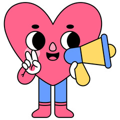 heart character megaphone