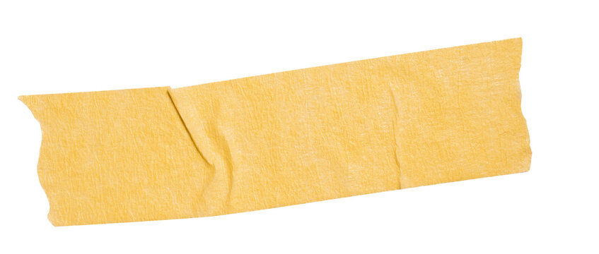 Yellow washi tapes isolated on white. Pieces of decorative tape for scrapbooks. Torn paper a cutout transparent background
