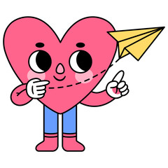 heart character paper plane
