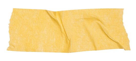 Yellow washi tapes isolated on white. Pieces of decorative tape for scrapbooks. Torn paper a cutout...