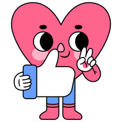 heart character thumbs up