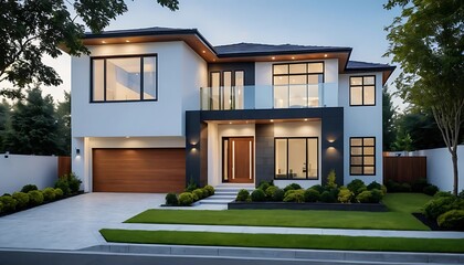 Fototapeta premium Beautifully Designed Home Exterior Captured in a Striking Close Up