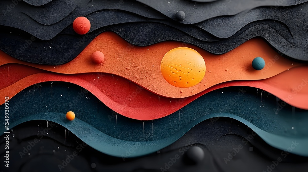 Poster mesmerizing digital art depicting a captivating fluid topographic terrain with an intricate rainfall