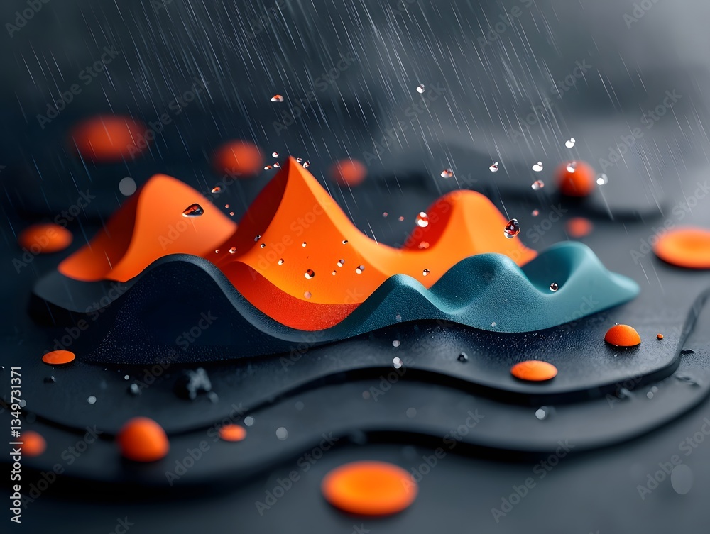 Poster mesmerizing fluid rainfall visualization dynamic weather system data mapping futuristic topographic 