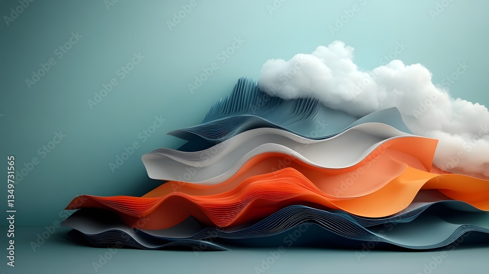 Poster mesmerizing fluid topographic landscape with an ethereal rainfall pattern data visualization this ab