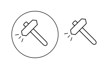 Hammer icon. A set of hammer icons. The hammer button symbol. A filled flat sign. Vector illustration.