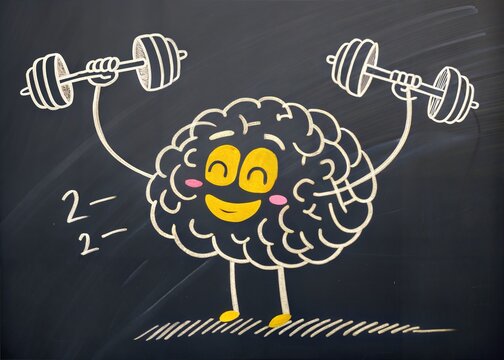 Motivated Brain Lifting Weights on a Chalkboard - Powered by Adobe
