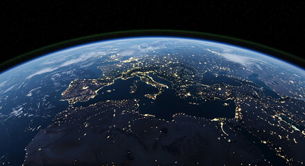 Stunning Night View of Europe from Space City Lights Illuminating the Continent
