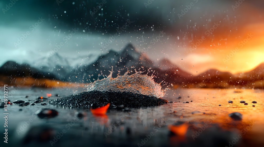 Poster mesmerizing rainfall pattern map with fluid topographic terrain and dynamic data visualization 3d re
