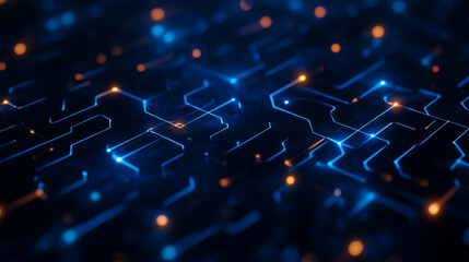 Obraz premium Futuristic Digital Network with Glowing Blue Connections 