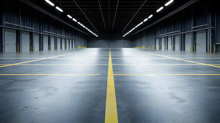 Empty Modern Warehouse Parking Interior