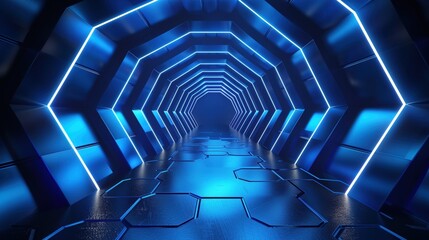Futuristic Blue Neon Tunnel