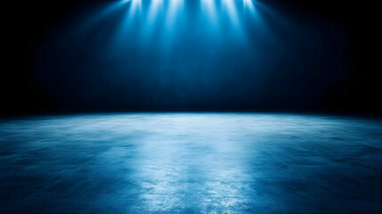 Dark Blue Studio Spotlight On Polished Concrete Floor