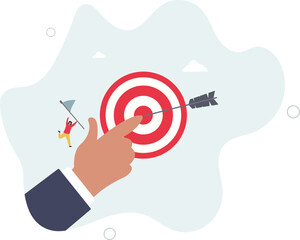 Goal oriented, setting goal and focus on target and aim to achieve success, work toward mission target, motivation and anticipation to win concept.flat character life .