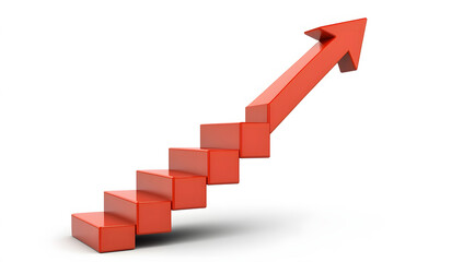 Red Arrow Ascending Staircase Growth, Success, and Progress Concept