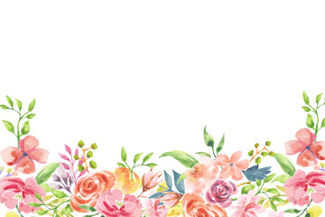 Watercolor flowers background vector for design.