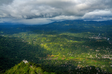 Scenic view from Mountain Peak Ambuluwawa, Kandy, Sri Lanka, Asia	