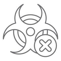 Bio hazard danger ban thin line icon, prohibited items concept. Vector graphics. Infection hazard forbidden sign on white background, outline style icon for mobile or web design.