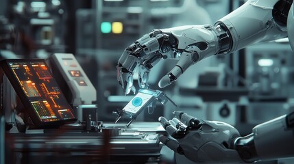 Fototapeta premium Robotic Precision: Advanced Automation in High-Tech Manufacturing