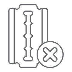 Sharp razor blade ban thin line icon, prohibited items concept. Vector graphics. Razor blade forbidden sign on white background, outline style icon for mobile or web design.