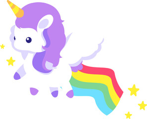 Cute Unicorn Illustration with Rainbow Tail, Design Inspiration, Vector, Illustration, Object, Template