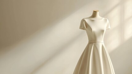 Elegant ivory dress showcase a study in minimalist fashion details