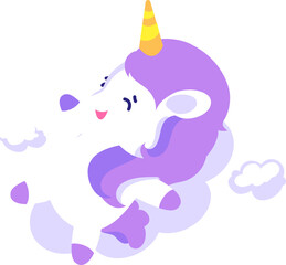 Playful Cartoon Unicorn on a Cloud, Design Inspiration, Vector, Illustration, Object, Template